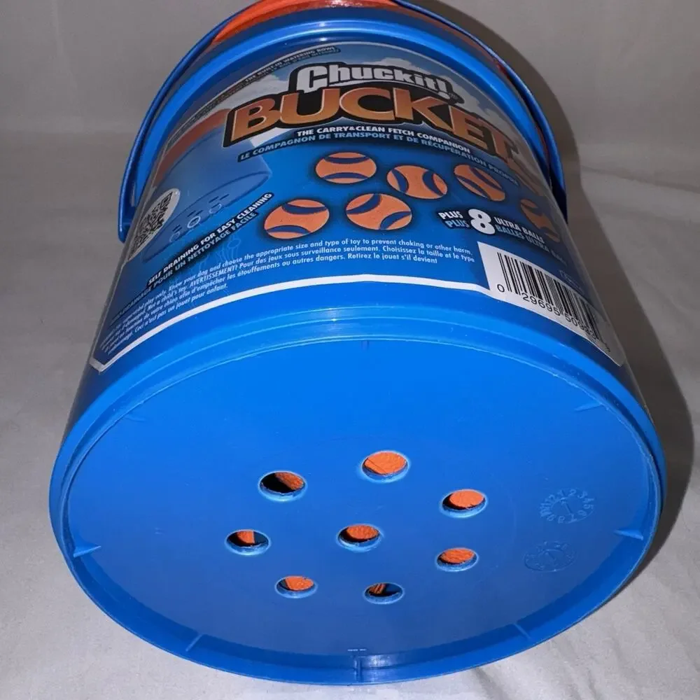 Chuckit Ultra Ball Dog Toy, Med Balls (2.5”) 8 pk w/Cleaning Bucket Durable NEW
